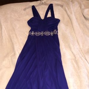 Dark purple formal dress.